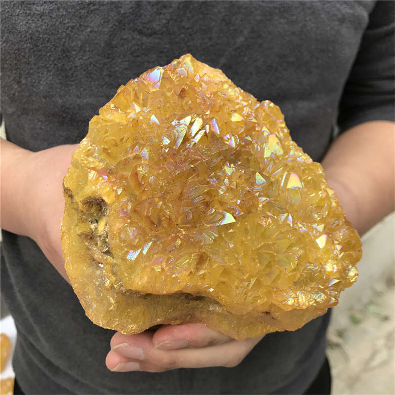 920g Electroplate Rainbow cluster quartz crystal mineral specimen reiki healing