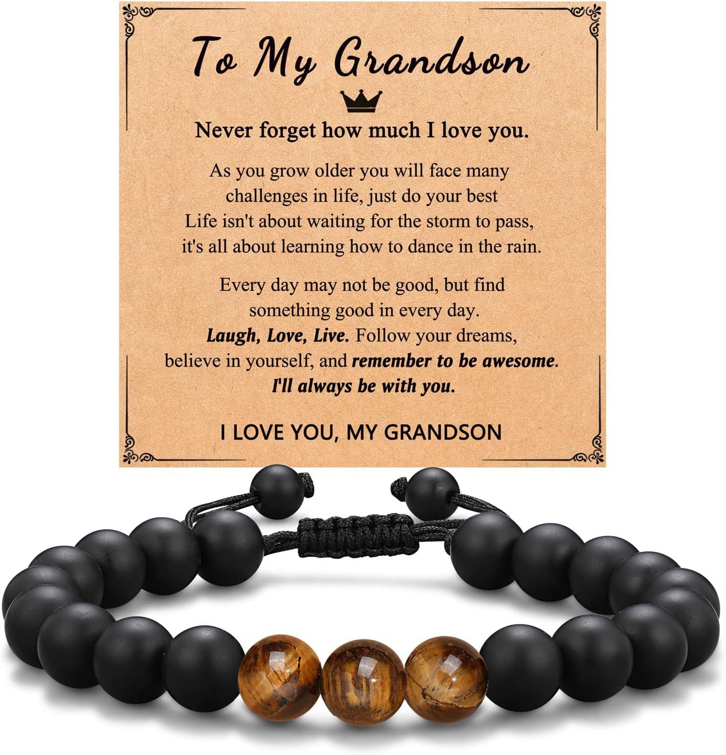 Birthday Gift Bracelet Christmas Father's Day Gift Accessories Tigereye Frosted Stone Men's Bracelet