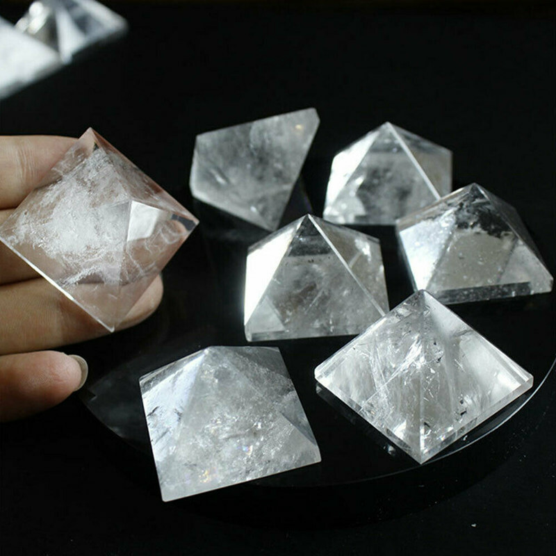 Natural Clear Quartz Crystal Energy Tower Reiki Mineral Pyramid Gemstone Decor