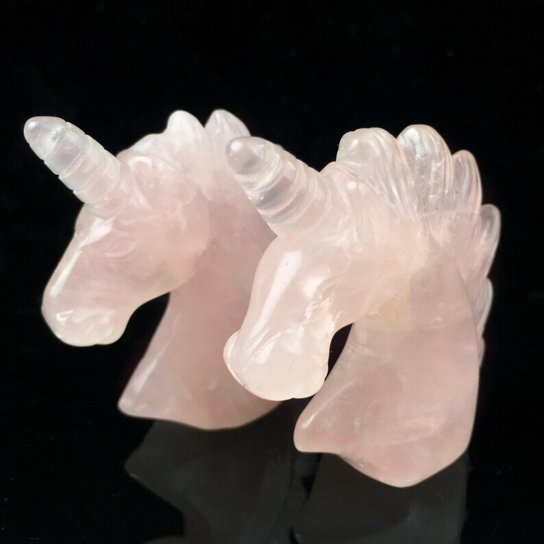 Natural Rose Quartz Unicorn Crystal Animal Mineral Specimens Sculpture Heal 1pc