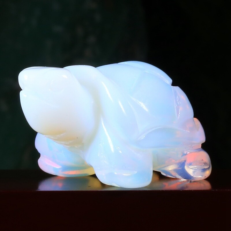 Natural Quartz Carved Longevity Tortoise Crystal Healing Gemstone Animal Turtle