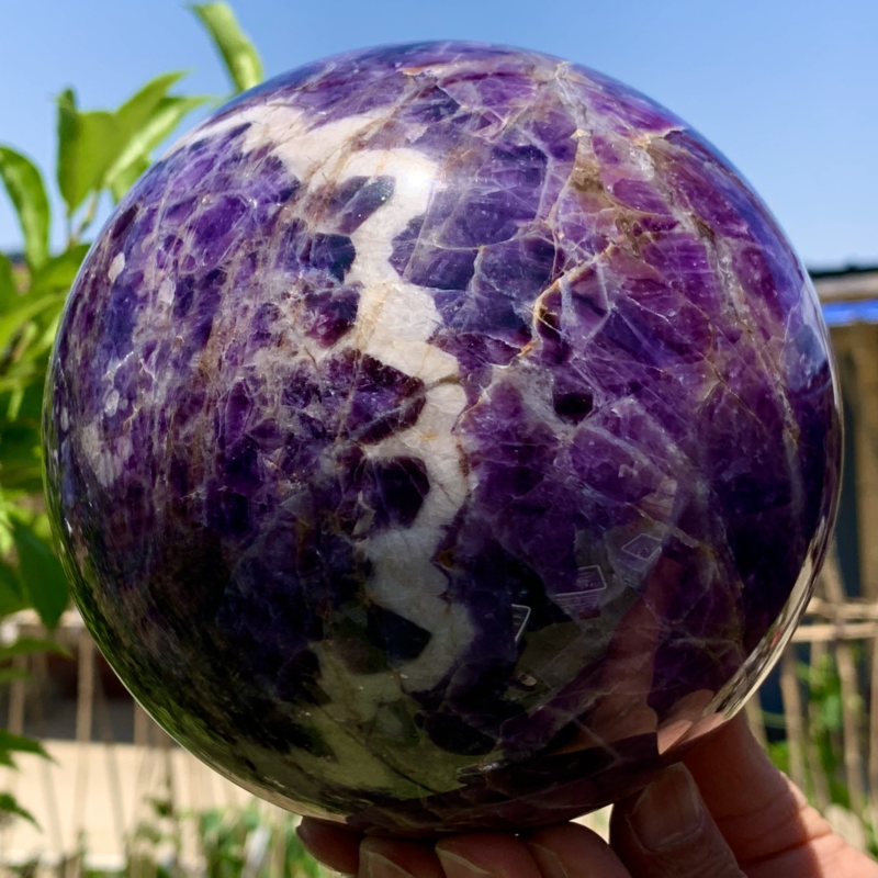 6.33LB Natural beautiful Dream Amethyst Quartz Crystal Sphere Ball Healing