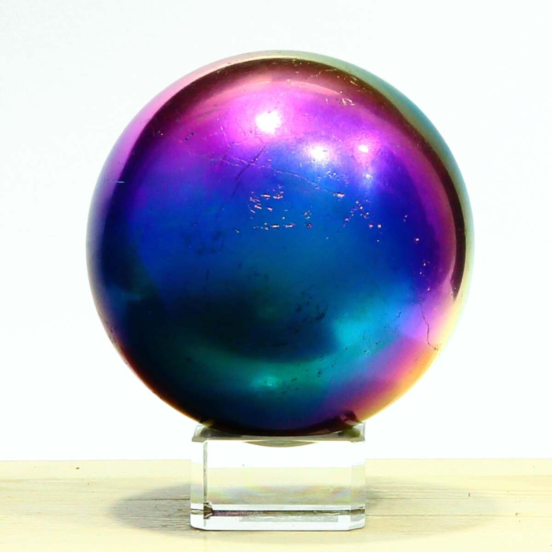 648g Natural Crystal Electroplated Rainbow Crystal Ball Quartz Sphere Healing