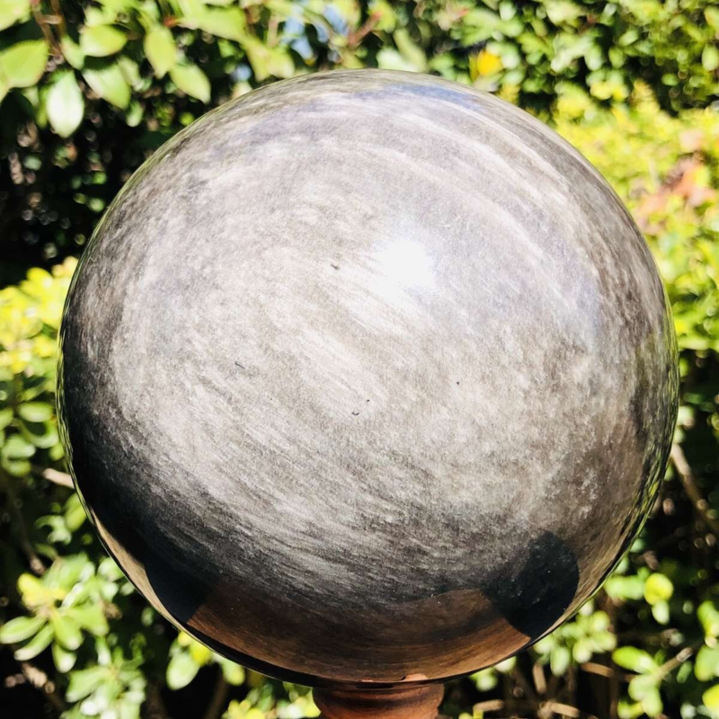 2900G HUGE Natural Silver Obsidian Sphere Crystal quartz Ball Healing 803