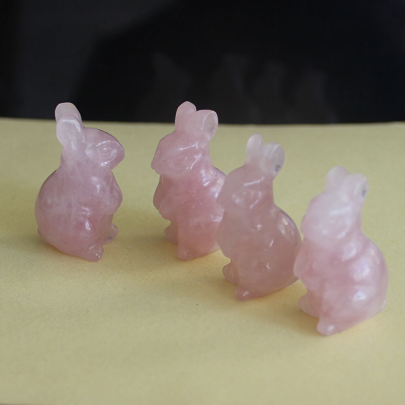Carved gemstone crystal rabbit bunny figurine animal carving home decor 1.5&apos;&apos;