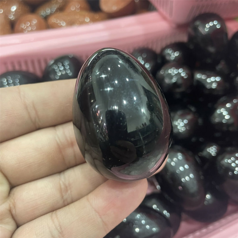 80g+ Natural obsidian Egg Quartz Carved Crystal Massage Reiki Healing 1pc