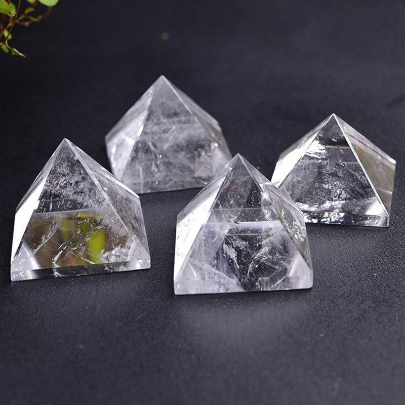 Natural Clear Quartz Crystal Energy Tower Reiki Mineral Pyramid Gemstone Decor