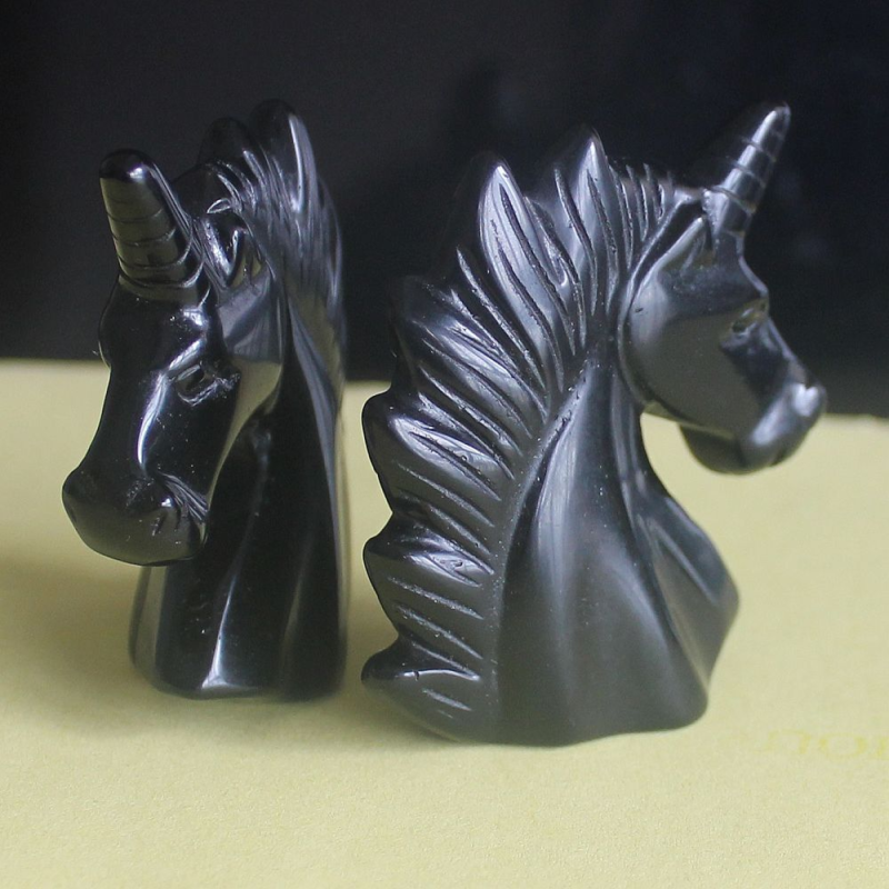 HLbshi Hand Carved Mixed Gemstone quartz crystal Unicorn animal Figurine Carving