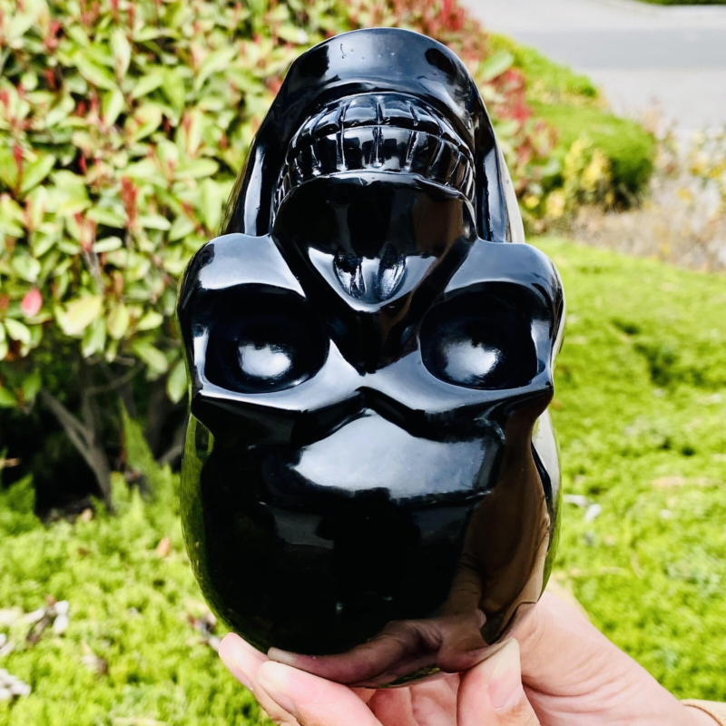 4.11LB Natural Obsidian gem skull Quartz Carved Crystal Skull Reiki Healing