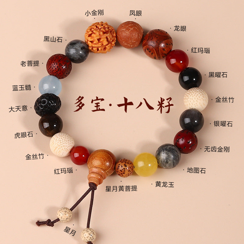 New Lingyin 18 Seeds Bodhi Seeds Bracelet Bracelets for Men and Women/Couple Duobao18Seed Buddha Beads Crafts Ornament