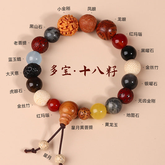 New Lingyin 18 Seeds Bodhi Seeds Bracelet Bracelets for Men and Women/Couple Duobao18Seed Buddha Beads Crafts Ornament