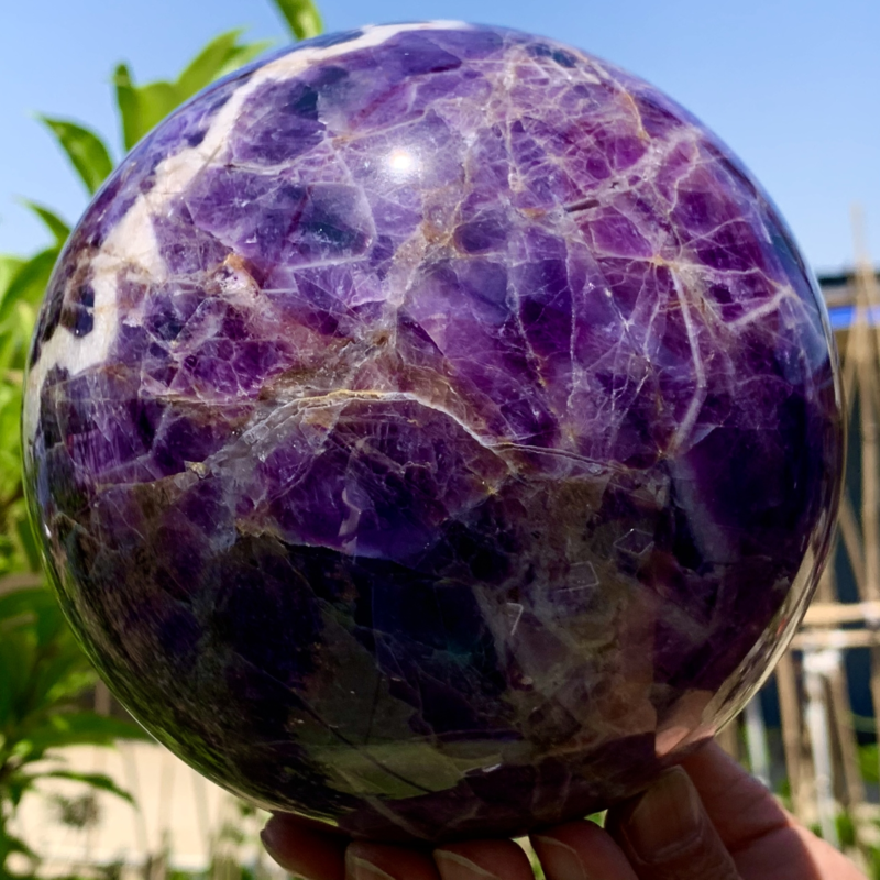 6.33LB Natural beautiful Dream Amethyst Quartz Crystal Sphere Ball Healing