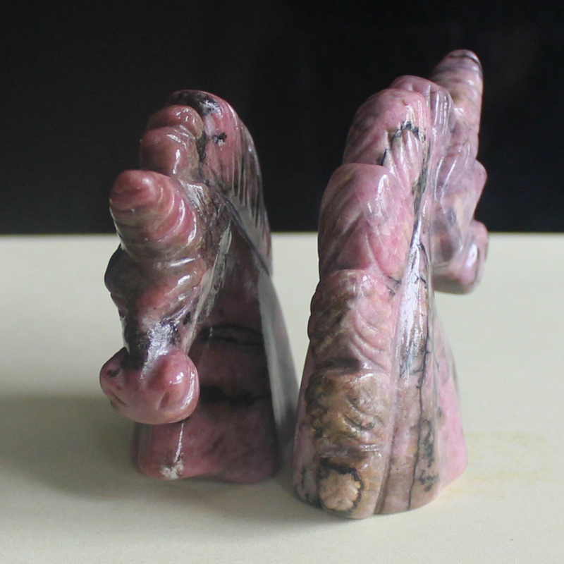 HLbshi Hand Carved Mixed Gemstone quartz crystal Unicorn animal Figurine Carving