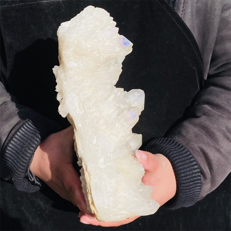 4110g Color Flame Aura Electroplate Agate Quartz Crystal Cluster Specimen