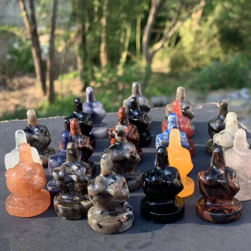 3pc Natural Mix Quartz Carved Finger Skull Crystal Reiki Healing Gem Gift Random