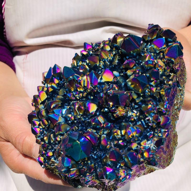 2.66LB Color Flame Aura Electroplate Quartz Crystal Specimen Healing point 475