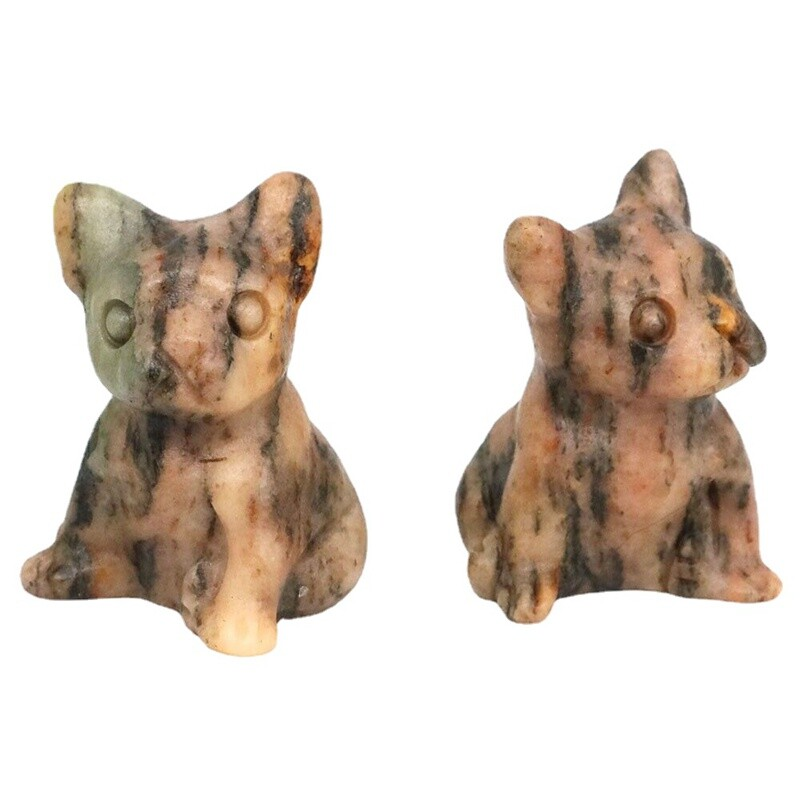 3cm Natural Quartz Crystal Carved Rough Stone French Bulldog Energy Animal Decor