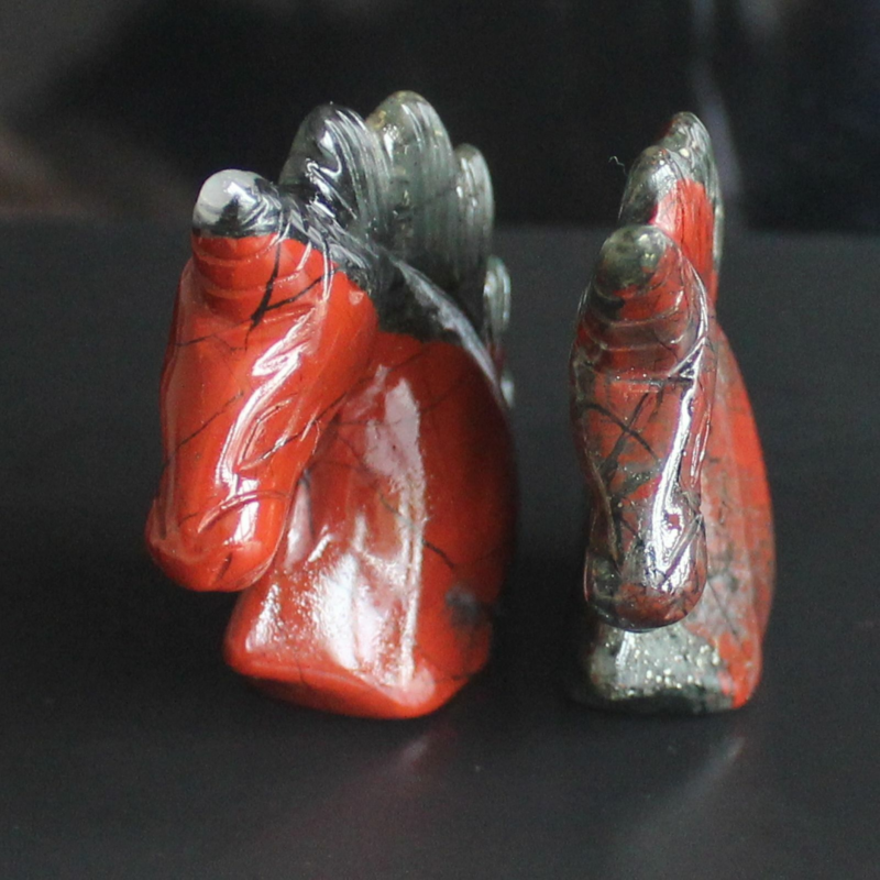 HLbshi Hand Carved Mixed Gemstone quartz crystal Unicorn animal Figurine Carving