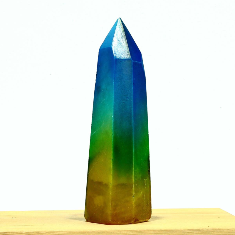 237g Electroplated Natural Crystal Quartz Tower Crystal Point rainbow Healing