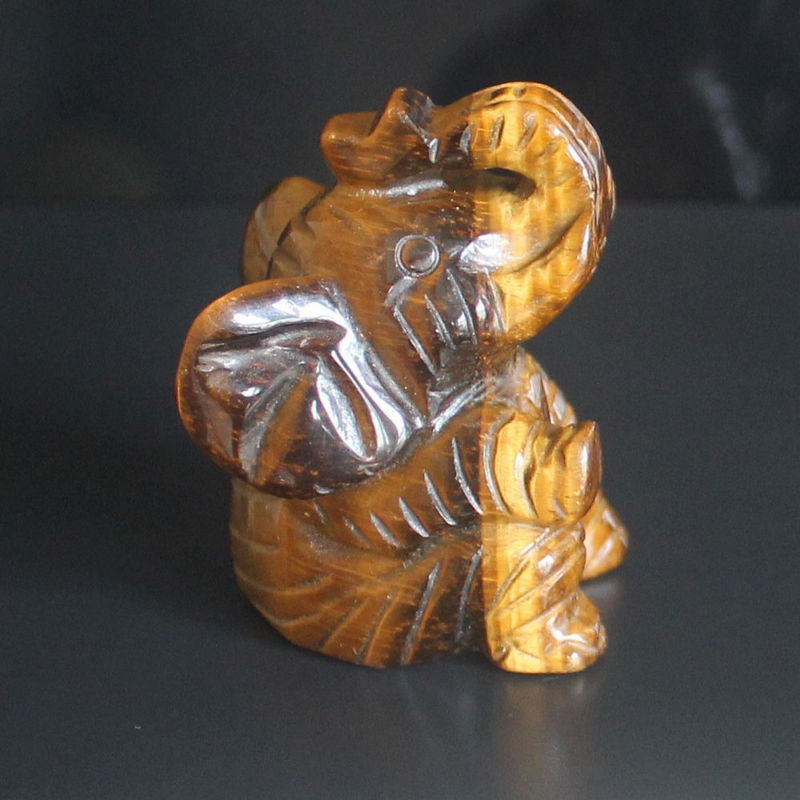 Carved gemstone crystal sitting elephant figurine animal carving home decor 2&apos;&apos;