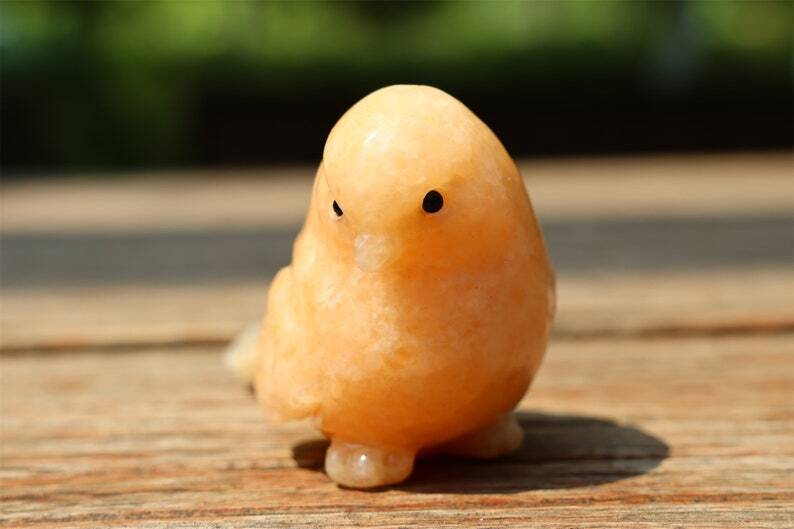 2.4" Natural Sunstone Carved bird Reiki Creative Crystal Skull decor gift 1pc