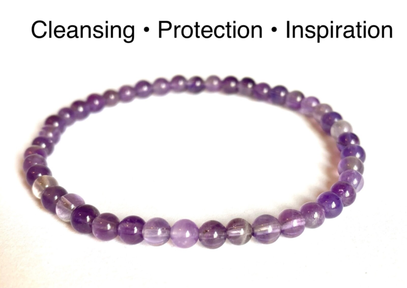 Natural Stone Stretch Bracelet 4mm - Healing Gemstone Beaded thin stackable USA