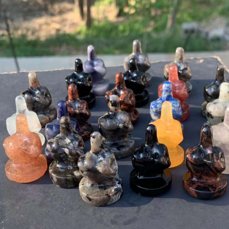 3pc Natural Mix Quartz Carved Finger Skull Crystal Reiki Healing Gem Gift Random