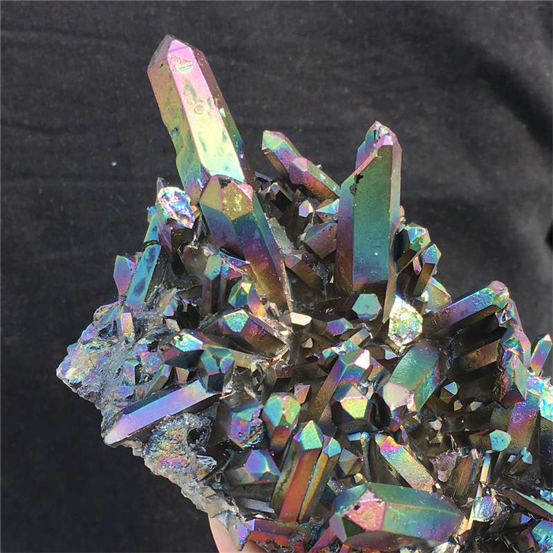 480g Electroplate Rainbow cluster quartz crystal mineral specimen reiki healing
