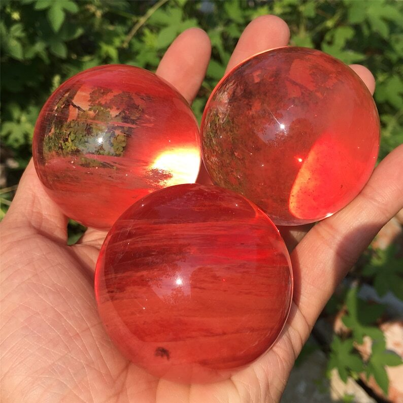 3pc MIX Melting Stone Ball Quartz Crystal Divination Mineral Specimen Reiki Heal