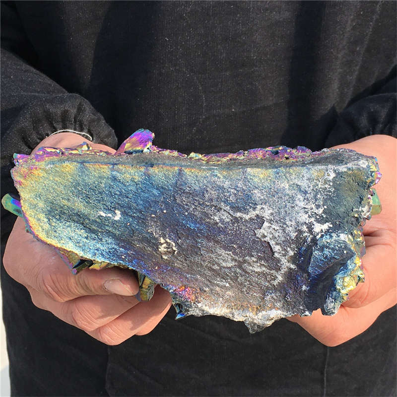 480g Electroplate Rainbow cluster quartz crystal mineral specimen reiki healing