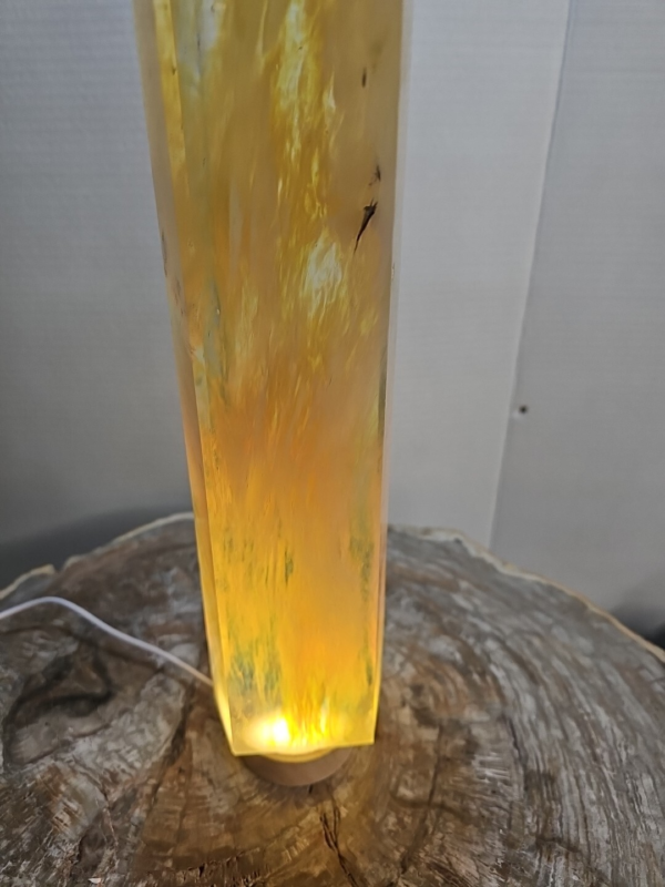 9.05 Lb 18.1" Yellow Smelt Melting Quartz Crystal Point Tower Polished W/Led