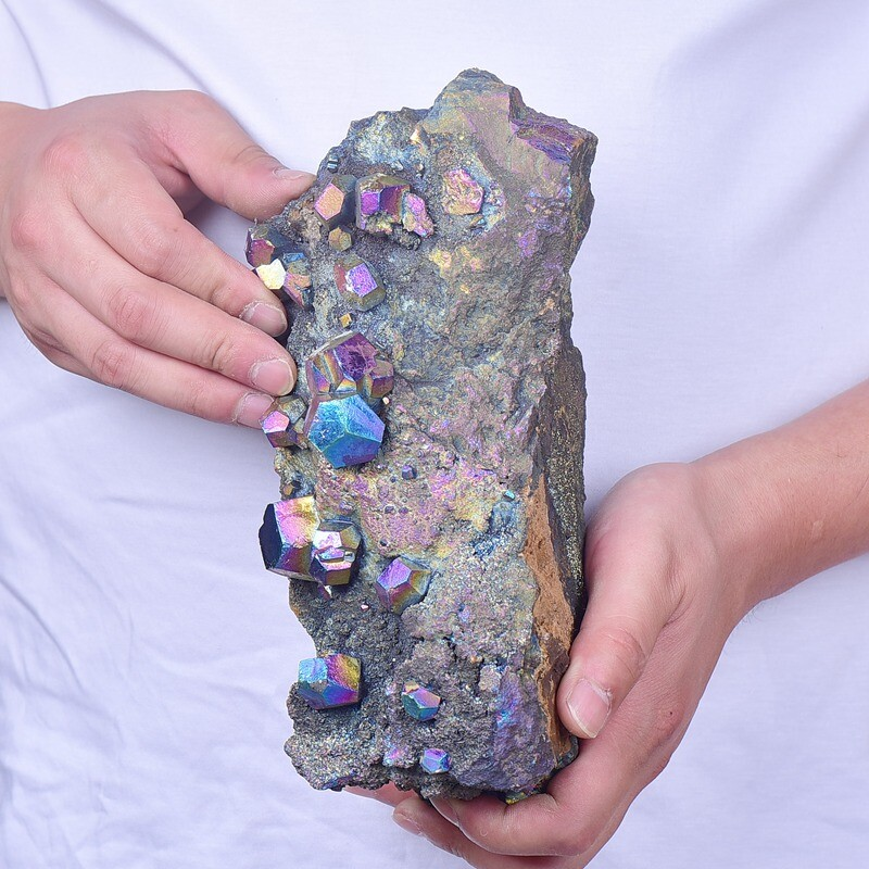 4.94LB Electroplated quartz Calcite mineral specimen for spiritual healing