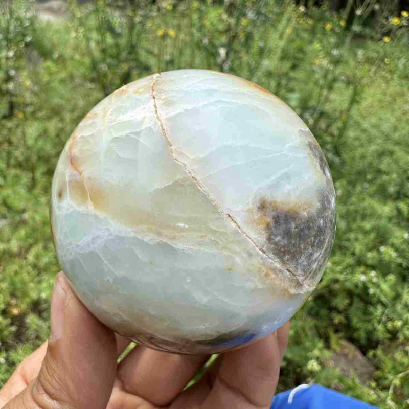 360g Natural Amazonite Quartz Sphere Crystal Polished Ball Reiki Healing Decor