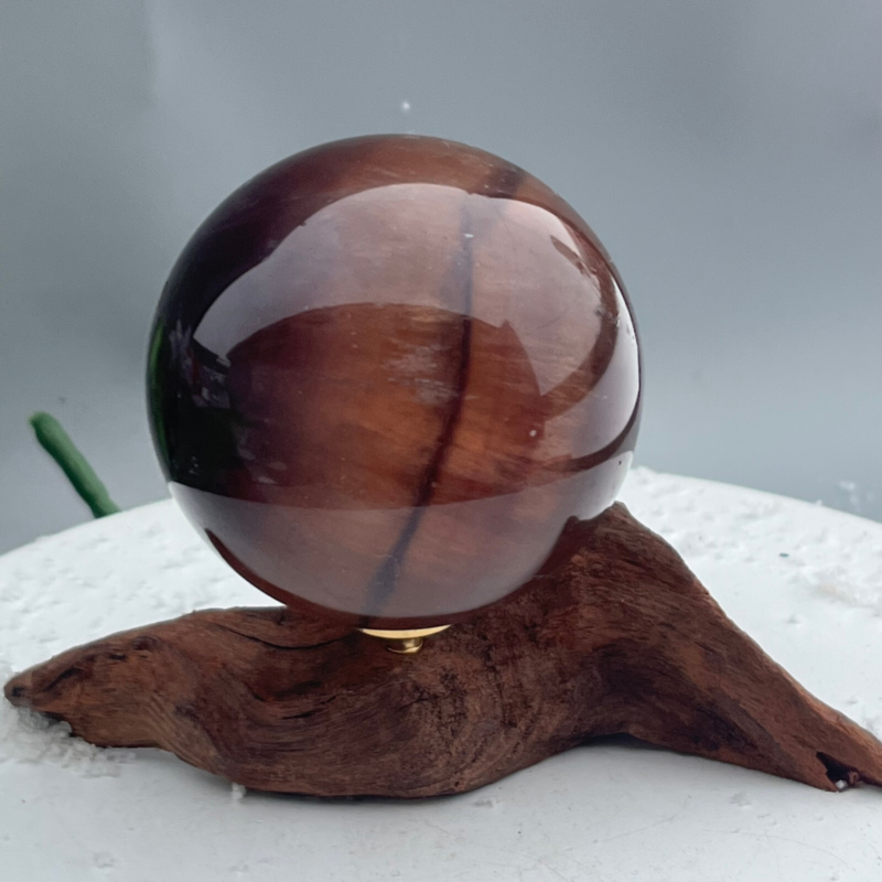 339 Ke Natural Fluorite Ball Colorful Quartz Crystal Gem Repair + Bracket