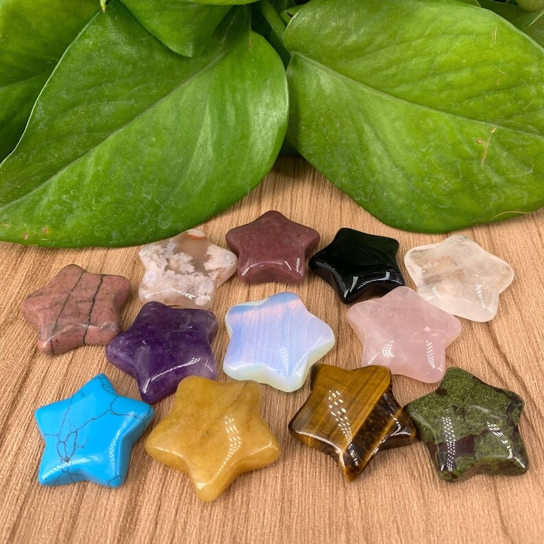 Mix Material Crystal Star Carving Pendants Collection Reiki Heal Wholesale Gift