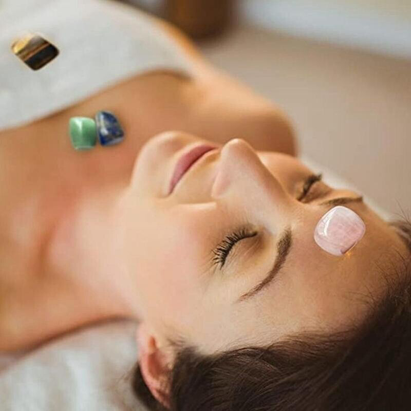 7 Chakra Rare Crystal Natural Quartz Reiki Balance Tumbled Stone Set W/ Pouch US