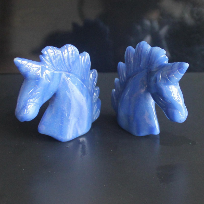 HLbshi Hand Carved Mixed Gemstone quartz crystal Unicorn animal Figurine Carving