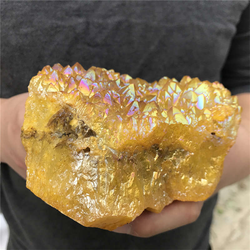 920g Electroplate Rainbow cluster quartz crystal mineral specimen reiki healing