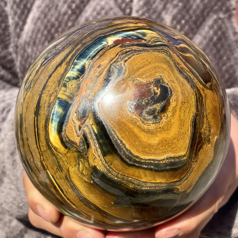 7.27LB Natural Tiger&apos;s Eye Ball Quartz Crystal Sphere Gem Healing Décor