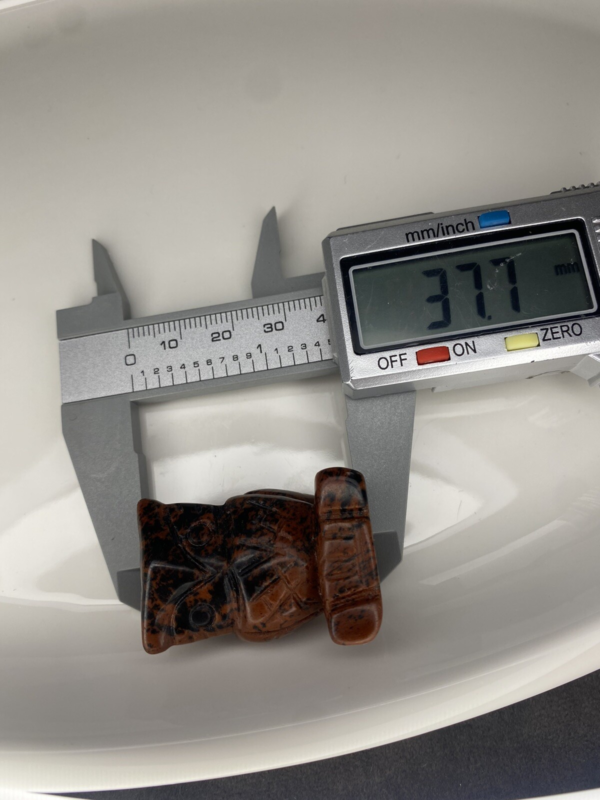 Mahogany Obsidian Owl Carving 3.7cm Natural Crystal Stone Cute Animal Red Black