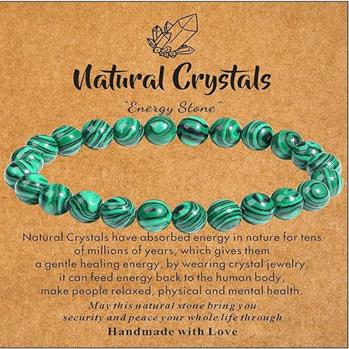 Natural Stone with Cardboard Beads Elastic String Bracelet Crystal Agate Tiger-Eye Bracelet Ornament