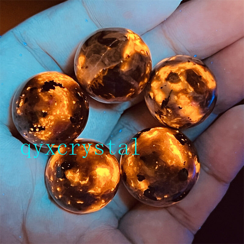 5pcs Natural Yooperite Ball Flame&apos;s stone 17mm+ sphere quartz crystal Healing