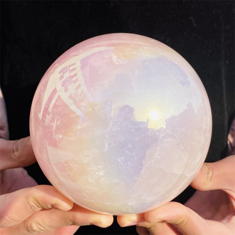2290g Rose Crystal Ball Treasure electroplated Powder Healing Sphere
