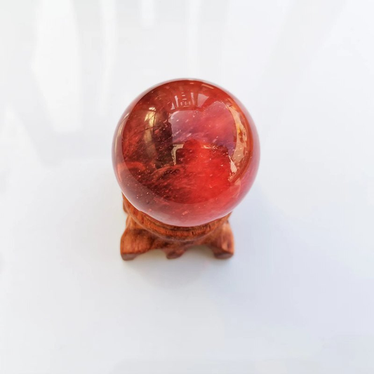 Natural Quartz Crystal Red Melting  Sphere Ball Reiki Divination Ball 40mm+ 1PC