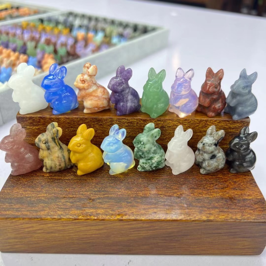 50pcs Natural Mini Mix quartz crystal carved Rabbit skull Reiki random