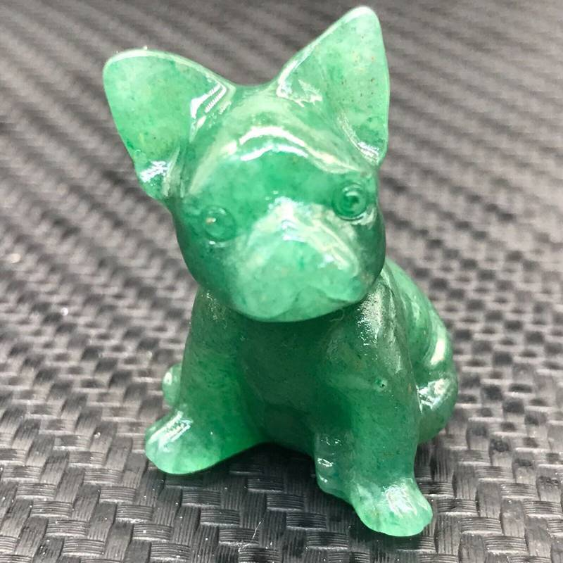 3cm Natural Quartz Crystal Carved Rough Stone French Bulldog Energy Animal Decor