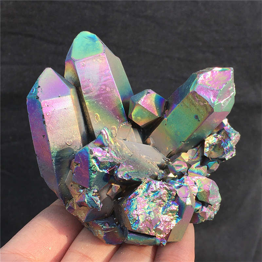 290g Electroplate Rainbow cluster quartz crystal mineral specimen reiki healing