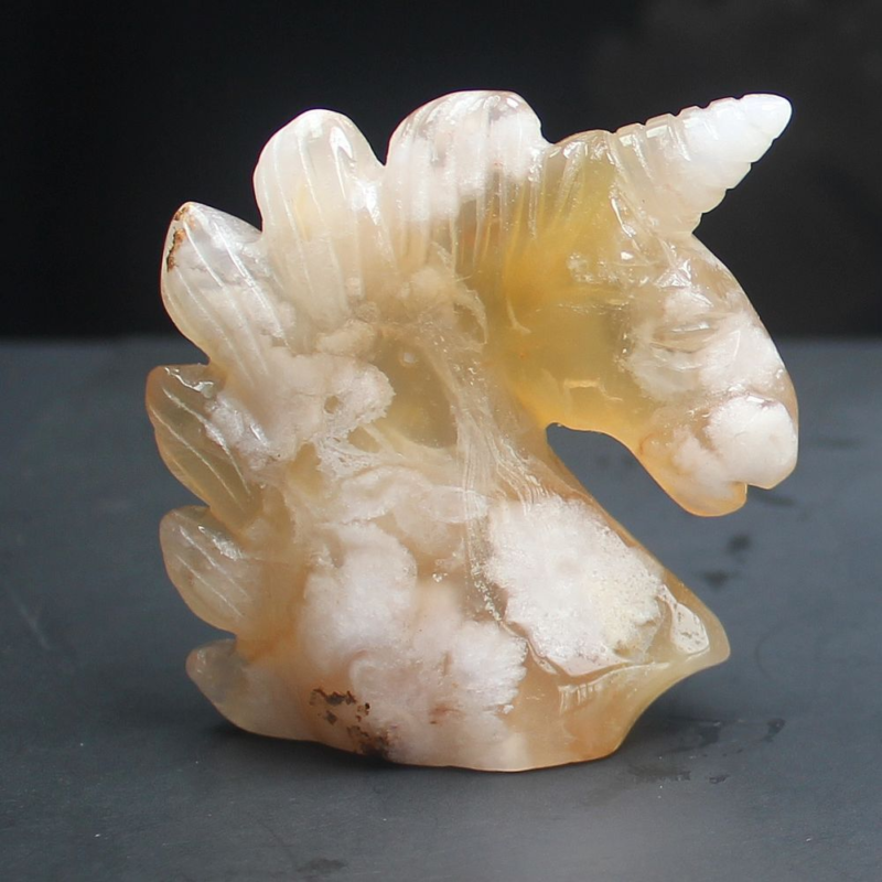HLbshi Hand Carved Mixed Gemstone quartz crystal Unicorn animal Figurine Carving