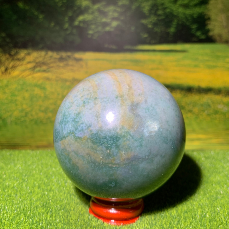 433G Natural Ocean Jasper Quartz Ball Crystal Sphere Mineral Specimen Healing