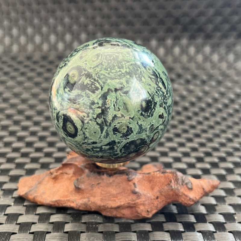 238G Natural Peacock&apos;s eye Crystal Polishing Stone ball Healing+Stand